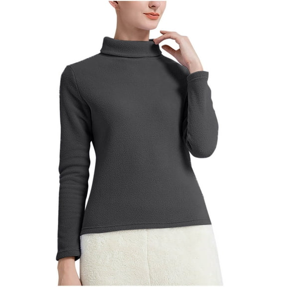 Dgankt Long Sleeve Shirts for Women Turtleneck Fleece Warm Slim Fit Casual Pullover Tops Winter Clothes Casual Outfits,Sizes M-3XL