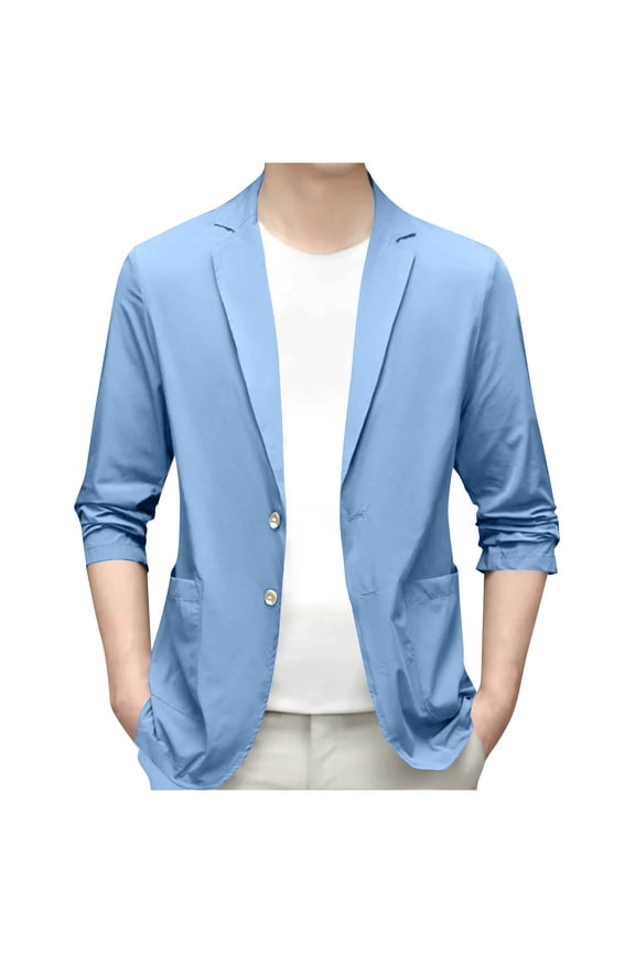 Men's Blazer Men's Casual Blazer Double-Button Lightweight Regular Fit Sport Coat One Button Suit Jacket