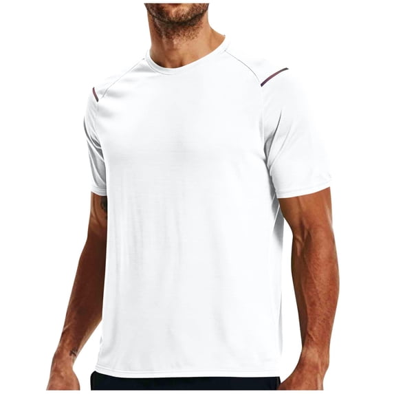 Dgankt Men's Shirts Men's Solid Nylon UV-Protective Athletic Shirts - Breathable Crew Neck Performance Tees for Hiking, Camping, Cycling & Beach Days M-3XL