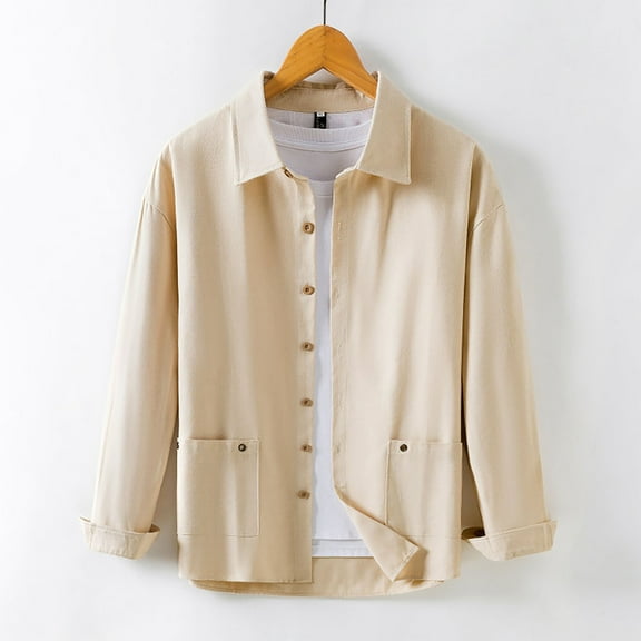 Dgankt Men's Shirts Fashion Casual Solid Color Turndown Collar Button T-Shirt Long Sleeved Cardigan Shirt,Size L-5XL