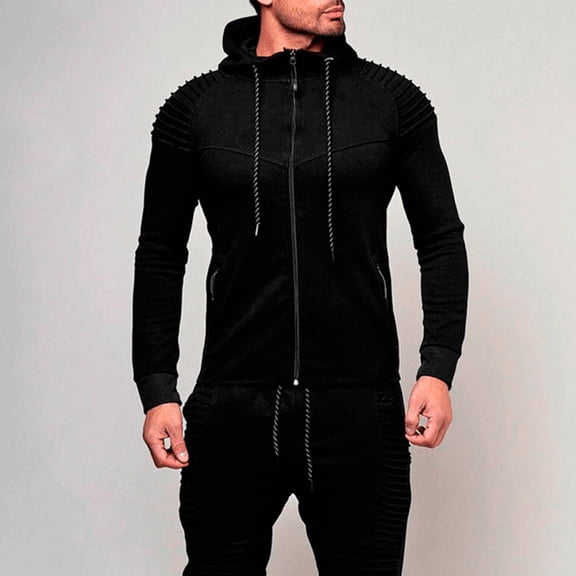 Dgankt Mens Hoodies Fashionable Solid Color Long Seeved Hooded Casual Sweatshirt Jacket,Size M-3XL