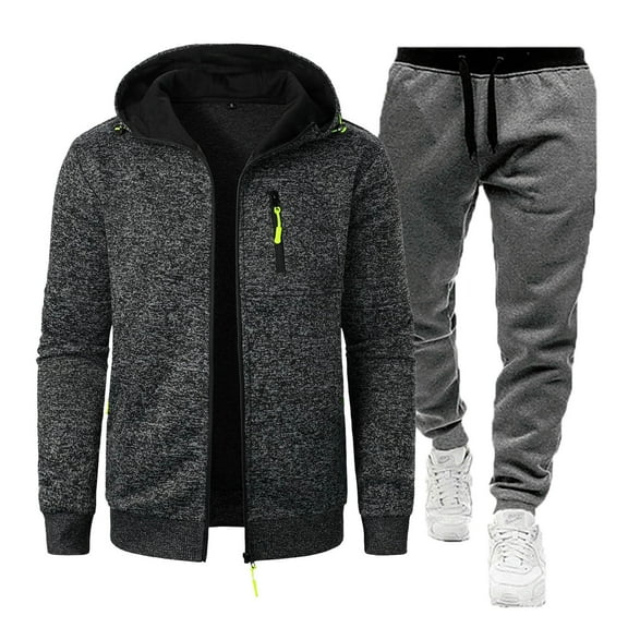 Dgankt Mens Hoodies Fashionable Solid Color Long Sleeve Hooded Casual Outwear Jackets Sets,Sizes S-3XL