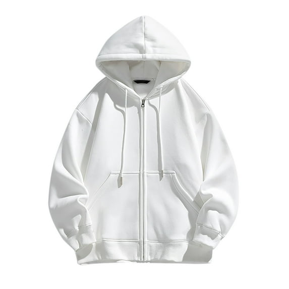 Dgankt Mens Hoodies Solid Color Hooded Cardigan Loose Casual Sports Zipper Sweatshirt Jacket,Size S-3XL