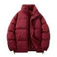 thumbnail image 1 of Dgankt Mens Jacket Men's Hoodless Stand Winter Puffer Jacket Fleece Warm Bubble Coat Outerwear Cold Weather, 1 of 3
