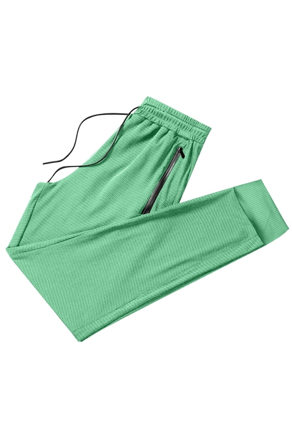 Mens Pants Men's Solid Mesh Joggers Sweatpants – Quick Dry Elastic Drawstring Waist Athletic Pants with Zipper Pockets S-5XL