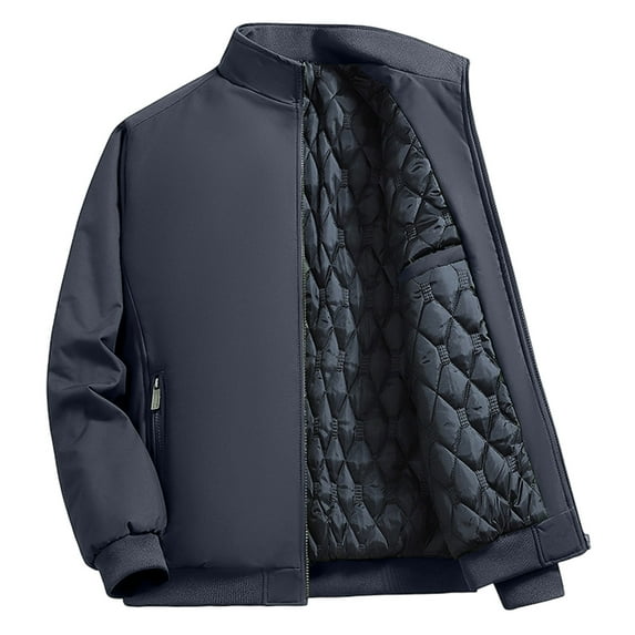 Dgankt Mens Puffer Jackets Solid Color Long Sleeve Stand-up Zipper Coat Warm Outerwear,Sizes M-5XL