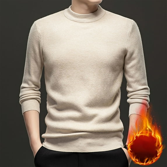 Dgankt Mens Sweater Casual Printing Round Neck Solid Color Long Sleeve Striped Knit Sweater,Size M-4XL
