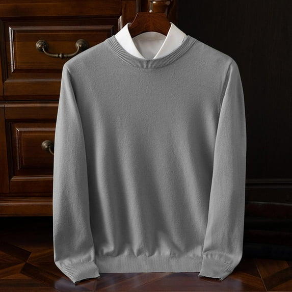 Dgankt Mens Sweater Fashion Casual Solid Color Warmth Laziness Loose Round Neck Long Sleeve Sweater,Size M-2XL