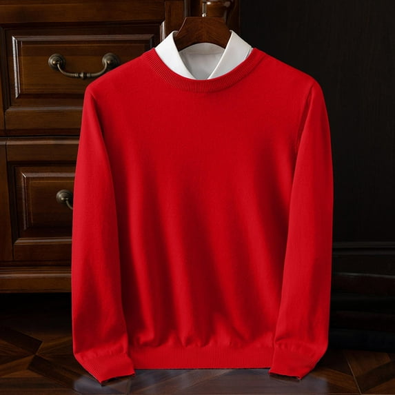 Dgankt Mens Sweater Fashion Casual Solid Color Warmth Laziness Loose Round Neck Long Sleeve Sweater,Size M-2XL