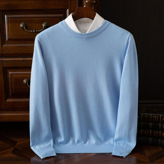 Dgankt Mens Sweater Fashion Casual Solid Color Warmth Laziness Loose Round Neck Long Sleeve Sweater,Size M-2XL