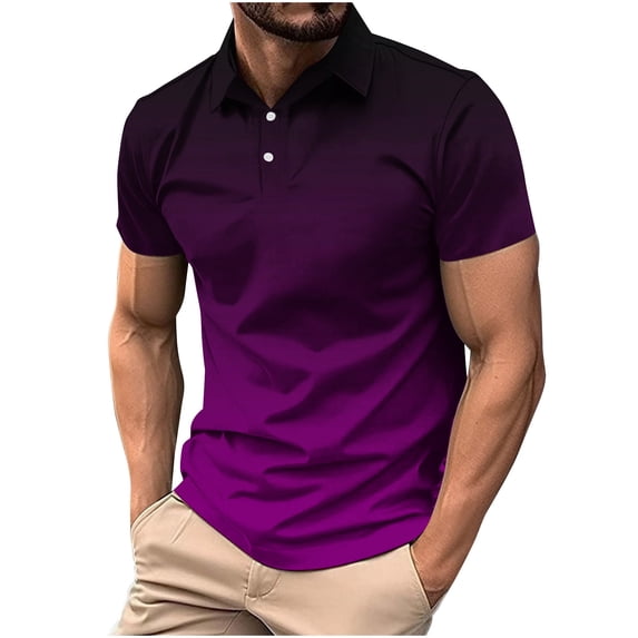 Dgankt Mens T-shirts Basic Solid Turndown Collar Button Short Sleeve Versatile T-shirt,Sizes S-4XL