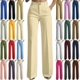 thumbnail image 1 of Dgankt Pants for Women High Waisted Straight Leg Plus Size Button down Business Solid Dress Pants with Pockets,Sizes S-3XL, 1 of 7