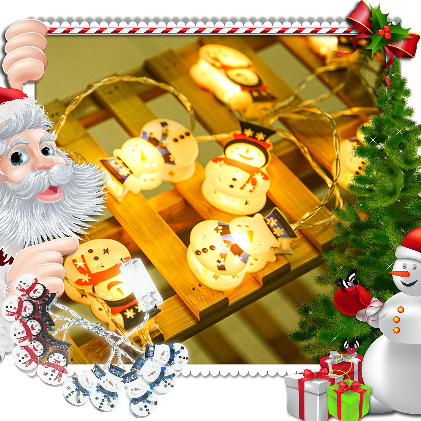 Dgankt Pink Christmas Lights Christmas LED String Lights Snowman Indoor