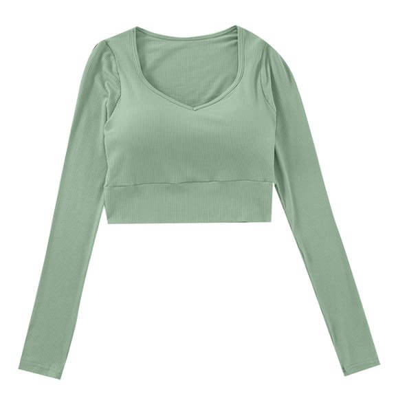 Dgankt Plus Size Blouses for Women Sport Tops for with Built in Bra Padded Workout Long Sleeves Running Althletic T-shirt,Size S-XL