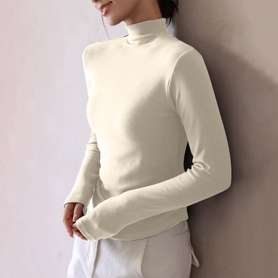 Dgankt Plus Size Womens Clothing Womens Slim Fitted Mock Turtleneck Tops Long Sleeve Lightweight Base Layer Shirts Bottom Long Sleeve Top