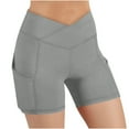 thumbnail image 1 of Dgankt Running Shorts Women's High-Waisted Crossover Yoga Shorts – Stretch Workout Shorts with Side Pockets, V-Waist Tummy Control Design for Gym, Pilates, Running & Activewear S-2XL, 1 of 8
