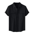 thumbnail image 1 of Dgankt Shirts for Men Spring Summer Cotton Linen Solid Turndown Collar Short Sleeve Casual Shirt,Sizes M-5XL, 1 of 9