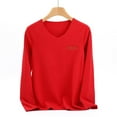 thumbnail image 1 of Dgankt Shirts for Women Color Fleece Thermal Long-Sleeved V-Neck UnderShirt Top,Sizes L-3XL, 1 of 4