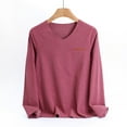 thumbnail image 1 of Dgankt Shirts for Women Color Fleece Thermal Long-Sleeved V-Neck UnderShirt Top,Sizes L-3XL, 1 of 9