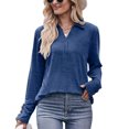 thumbnail image 1 of Dgankt Shirts for Women Fashion Casual Solid Button V-Neck Long Sleeve T-Shirt,Sizes S-2XL, 1 of 7