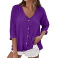 thumbnail image 1 of Dgankt Shirts for Women Fashion Comfortable V-Neck Long Sleeve Solid Casual T-Shirt Blouse,Size S-2XL, 1 of 6