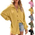 thumbnail image 1 of Dgankt Shirts for Women Fashionable Casual Plaid Long Sleeved Lapel Button up Shirt,Size S-2XL, 1 of 7