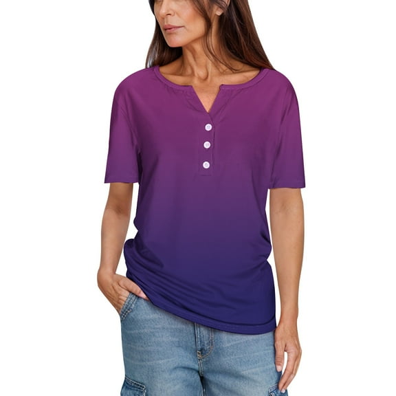 Dgankt Shirts for Women Loose Solid V Neck Mid Sleeve Casual Daily Comfort Top,Sizes S-3XL