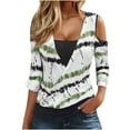 thumbnail image 1 of Dgankt Shirts for Women Striped Printed off Shoulder Casual-Neck Fake Two-Piece Long Sleeved T-Shirt Top,Size S-2XL, 1 of 6