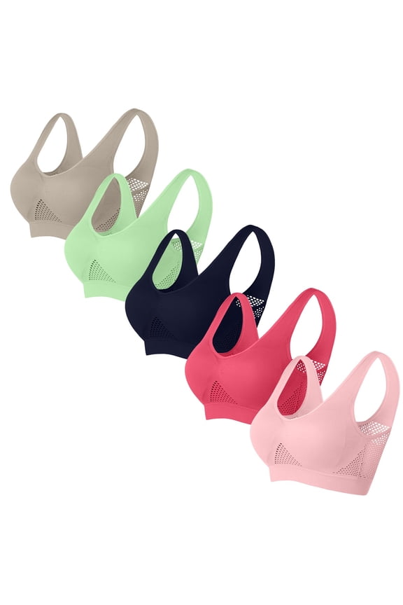Sports Bras Women's 5-Pack Maternity Racerback Bralette - Breathable Mesh Wireless Bra for Pregnancy, Postpartum Support & Nursing Comfort S-5XL