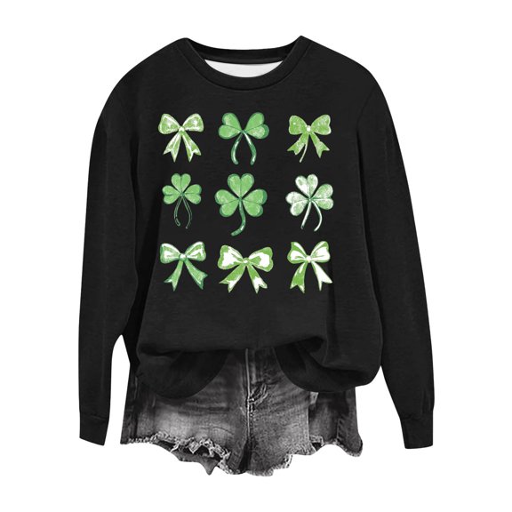Dgankt St. Patricks Day Shirt for Women Crewneck Printed Pullover Long Sleeve Casual Sweatshirt,Sizes S-2XL