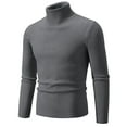 thumbnail image 1 of Dgankt Sweaters for Men Knitwear Turtleneck Vintage Round Neck Solid Color Elastic Pullover Fleecing Trend Sweater,Size M-5XL, 1 of 2