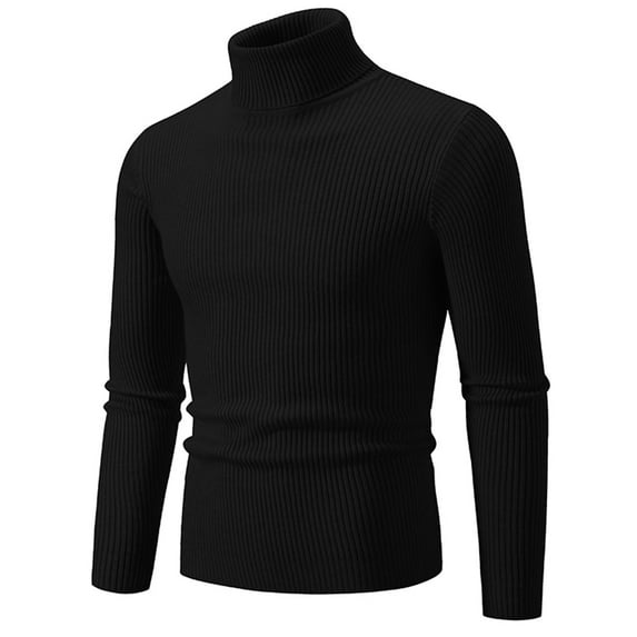 Dgankt Sweaters for Men Knitwear Turtleneck Vintage Round Neck Solid Color Elastic Pullover Fleecing Trend Sweater,Size M-5XL