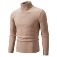 thumbnail image 1 of Dgankt Sweaters for Men Knitwear Turtleneck Vintage Round Neck Solid Color Elastic Pullover Fleecing Trend Sweater,Size M-5XL, 1 of 3