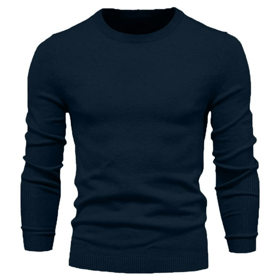 Dgankt Sweaters for Men Solid Color Round Neck Pullover Long Sleeved Loose Base Shirt Top Sweater,Size S-2XL