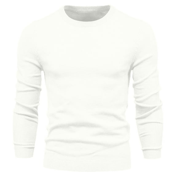 Dgankt Sweaters for Men Solid Color Round Neck Pullover Long Sleeved Loose Base Shirt Top Sweater,Size S-2XL