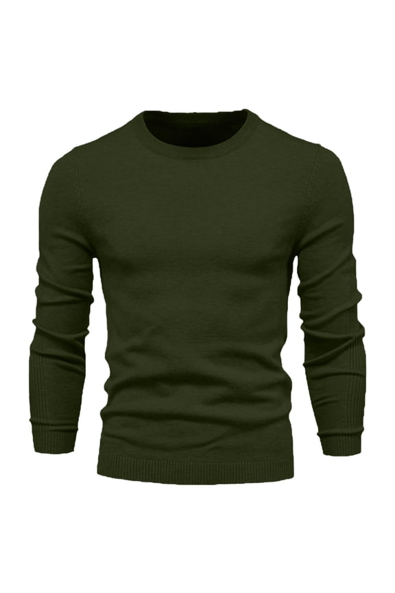 Sweaters for Men Solid Color Round Neck Pullover Long Sleeved Loose Base Shirt Top Sweater,Size S-2XL