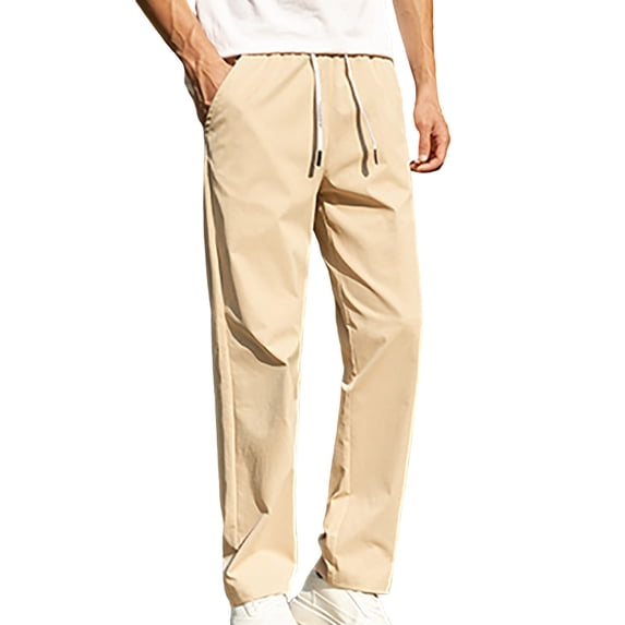 Dgankt Sweatpants for Men Solid Color Drawstring Elastic Waistband Straight Leg Pants,Sizes M-4XL