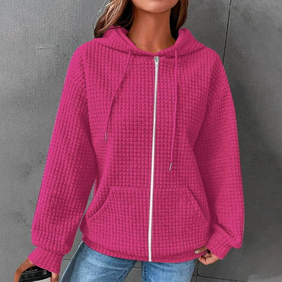 Dgankt Sweatshirts for Women Casual Loose Hooded Long Sleeve Zipper Solid Hoodies Sweatshirt Tops ,Size S-2XL