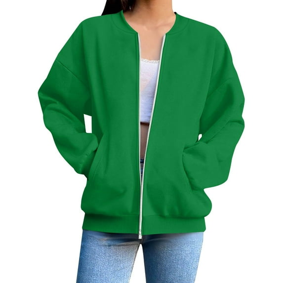 Dgankt Sweatshirts for Women Casual Solid Color Long Sleeve Pocket ZIpper Sweatshirts,Sizes S-2XL