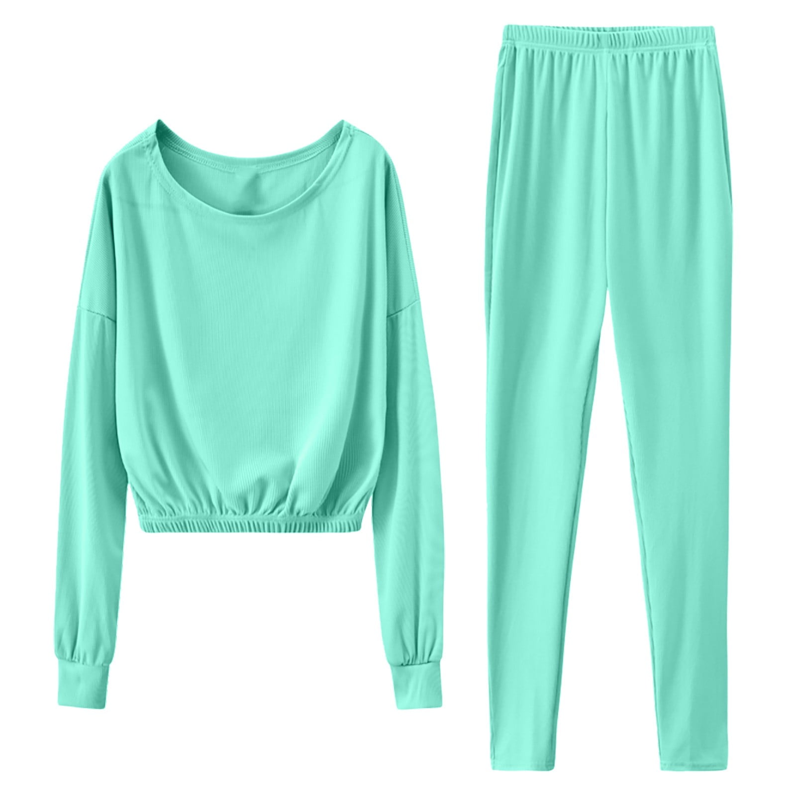 Pure Color Round Neck Loose Casual Knitted Two-piece Suit
