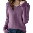 thumbnail image 1 of Dgankt V Neck Sweaters for Women Sweaters for Women Long Sleeve V-neck Knitted Sweater Casual Lightweight, 1 of 2