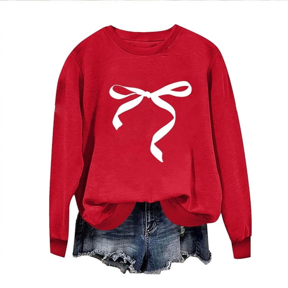 Dgankt Valentine's Day Shirts for Women Round Neck Long Sleeve Shirts Valentine Graphic Printed Sweatshirt,Sizes XS-XL