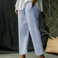 thumbnail image 1 of Dgankt Wide Leg Pants Woman Women's Summer Thin Striped Linen Blend Drawstring Pants Loose Casual High Waisted Drawstring Side Pocket Length (Available in Plus Size) Plus Size Womens Clothing, 1 of 5