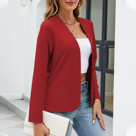 Dgankt Women Clothing Women Long Sleeve Blazer Open Front Cardigan Jacket Work Office Blazer
