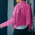 thumbnail image 1 of Dgankt Women Clothing Women's Fringe Faux Suede Leather Jackets Fall Fashion Tassel Motorcycle Long Sleeve Cardigan Coats, 1 of 8