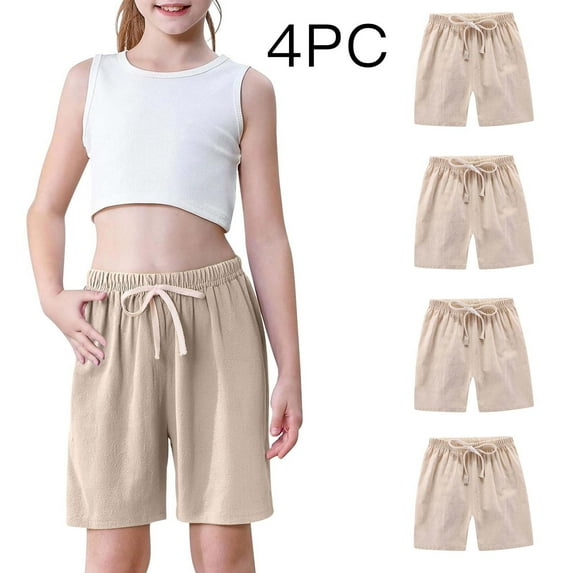 Dgankt Women Shorts 4 Pack Youth Girls Athletic Shorts Quick Dry Active Shorts Big Girl Summer Sports Shorts for Running Dance Yoga on Clearance