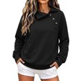 thumbnail image 1 of Dgankt Women's Asymmetric Button Collar Pullover Sweatshirt Long Sleeve Drop Shoulder with Side Pockets, 1 of 7