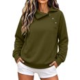 thumbnail image 1 of Dgankt Women's Asymmetric Button Collar Pullover Sweatshirt Long Sleeve Drop Shoulder with Side Pockets, 1 of 7