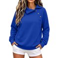 thumbnail image 1 of Dgankt Women's Asymmetric Button Collar Pullover Sweatshirt Long Sleeve Drop Shoulder with Side Pockets, 1 of 7