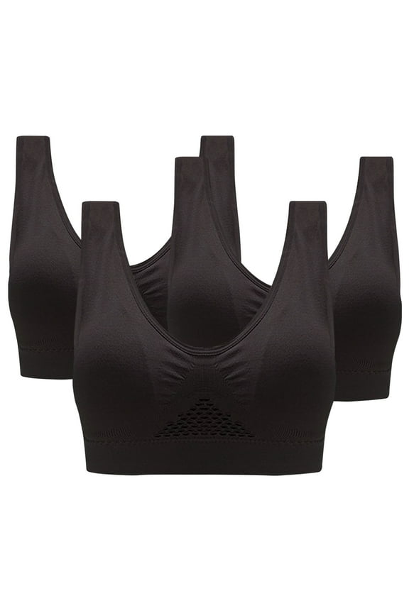Women's Clothing Women's 3-Pack Comfort Sleep Bra - V-Neck Seamless Wireless Bralette for Morning Errands, Coffee Runs, Lounging & Nighttime Wear S-4XL
